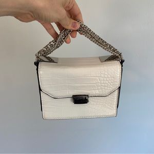 Zara White Faux Croc Crossbody Bag